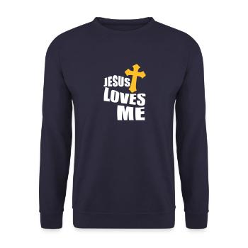 Jesus liebt mich - Unisex Pullover - Navy - Vorne - Alina (178cm) & Michal (187cm)
