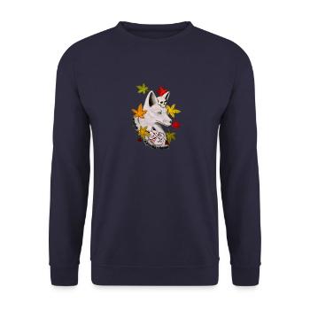 Kitsune renard blanc - Sweat-shirt Unisexe - marine - Devant - Alina (178cm) & Michal (187cm)