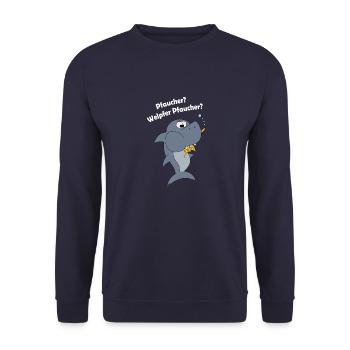 Pfaucher? weiße Schrift - Unisex Pullover - Navy - Vorne - Alina (178cm) & Michal (187cm)