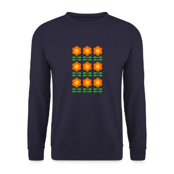 Retro Blume 60er 70er Jahre Vintage Hippie RETRO - Unisex Pullover - Navy - Vorne - Alina (178cm) & Michal (187cm)