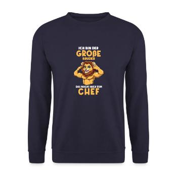 Lustiges Großer Bruder Shirt - Starker Löwe - Unisex Pullover - Navy - Vorne - Alina (178cm) & Michal (187cm)