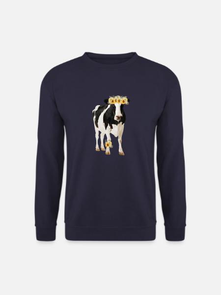 Holstein Kuh mit Blüten - Unisex Pullover - Navy