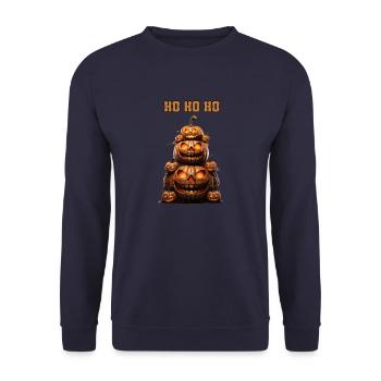 HO HO HO-Funny Snowman Pumpkin's Spooky Festive - Unisex Sweatshirt - navy - Front - Alina (178cm) & Michal (187cm)