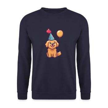 Golden Retriever Hunde Geburtstag Comic Lustig - Unisex Pullover - Navy - Vorne - Alina (178cm) & Michal (187cm)