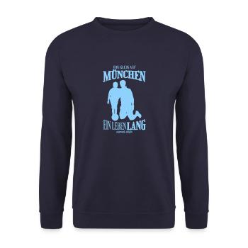 Munich Football Family Gift - Unisex Sweatshirt - navy - Front - Alina (178cm) & Michal (187cm)