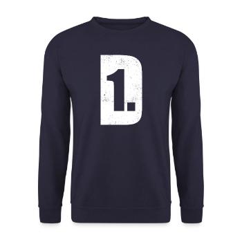 D zuerst - Deutschland zuerst - Unisex Pullover - Navy - Vorne - Alina (178cm) & Michal (187cm)