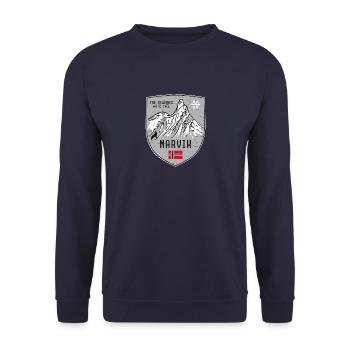 Narvik Stetind Norway Coat of Arms - Unisex Sweatshirt - navy - Front - Alina (178cm) & Michal (187cm)