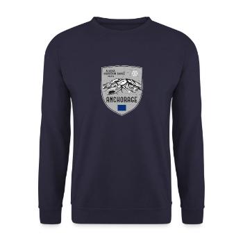 Alaska St. Elias USA Wappen - Unisex Pullover - Navy - Vorne - Alina (178cm) & Michal (187cm)