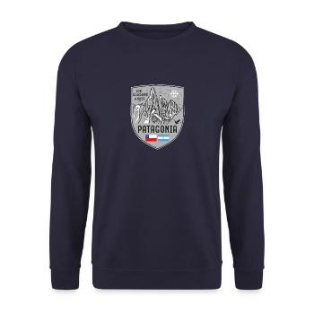 Cerro Torre Patagonia coat of arms - Unisex Sweatshirt - navy - Front - Alina (178cm) & Michal (187cm)