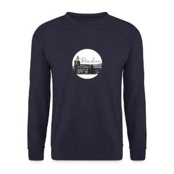 Büchen,skyline, kreis, stadt, schwarz-weiß - Unisex Pullover - Navy - Vorne - Alina (178cm) & Michal (187cm)