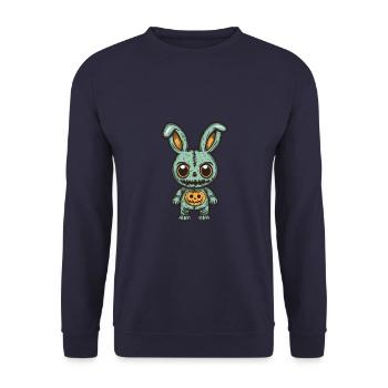 Hase Halloween Lustig Zombie - Unisex Pullover - Navy - Vorne - Alina (178cm) & Michal (187cm)