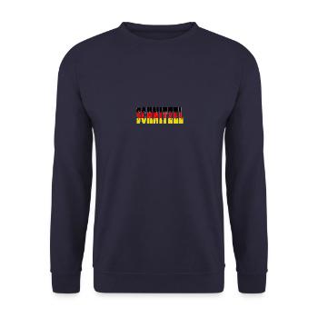 Schnitzel schwarz rot gold - Unisex Pullover - Navy - Vorne - Alina (178cm) & Michal (187cm)