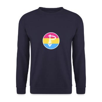 Emblem Pansexuell weiss - Unisex Pullover - Navy - Vorne - Alina (178cm) & Michal (187cm)