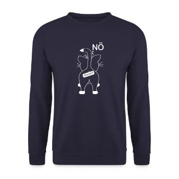 Nö. Einfach Nö. Katze von hinten - Unisex Pullover - Navy - Vorne - Alina (178cm) & Michal (187cm)