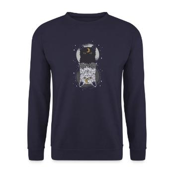 As Above So Below Katze - Unisex Pullover - Navy - Vorne - Alina (178cm) & Michal (187cm)