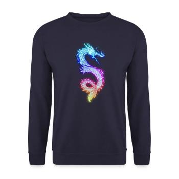 Dragon de couleur chinoise - Sweat-shirt Unisexe - marine - Devant - Alina (178cm) & Michal (187cm)