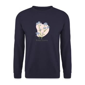 Dessin botanique myosotis - Sweat-shirt Unisexe - marine - Devant - Alina (178cm) & Michal (187cm)