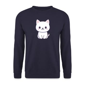 Babykatze, Kawaii Kätzchen, Manga-Zeichnung - Unisex Pullover - Navy - Vorne - Alina (178cm) & Michal (187cm)