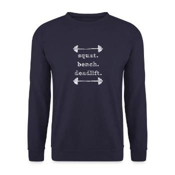 POWERLIFT eat sleep Squad - Unisex Pullover - Navy - Vorne - Alina (178cm) & Michal (187cm)