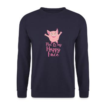 Angry Gesicht Gesicht Cartoon glückliches Gesicht Cartoon - Unisex Pullover - Navy - Vorne - Alina (178cm) & Michal (187cm)