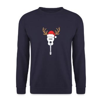 Guitar Christmas Santa Hat Reindeer Funny Xmas - Unisex Sweatshirt - navy - Front - Alina (178cm) & Michal (187cm)