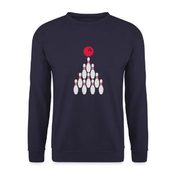 Bowling Kegeln Ball Design - Unisex Pullover - Navy - Vorne - Alina (178cm) & Michal (187cm)