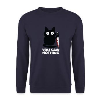 Katzenmesser You Saw Nothing - Unisex Pullover - Navy - Vorne - Alina (178cm) & Michal (187cm)