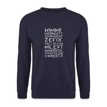 himmi herrgott sakrament zefix - bayerischer fluch - Unisex Pullover - Navy - Vorne - Alina (178cm) & Michal (187cm)