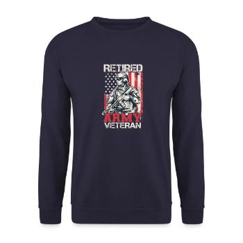 Retired Pensionierung Vintage Ruhestands Sprüche - Unisex Pullover - Navy - Vorne - Alina (178cm) & Michal (187cm)
