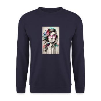 girl pink glasses - Unisex Sweatshirt - navy - Front - Alina (178cm) & Michal (187cm)