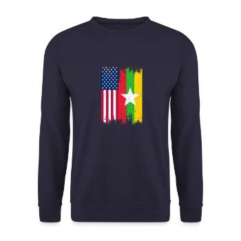 Myanmar Flagge Asien Birma Burma Urlaub - Unisex Pullover - Navy - Vorne - Alina (178cm) & Michal (187cm)