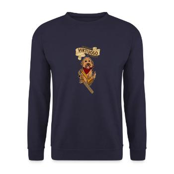 Posaunist Hund Trompete Musik Instrument - Unisex Pullover - Navy - Vorne - Alina (178cm) & Michal (187cm)