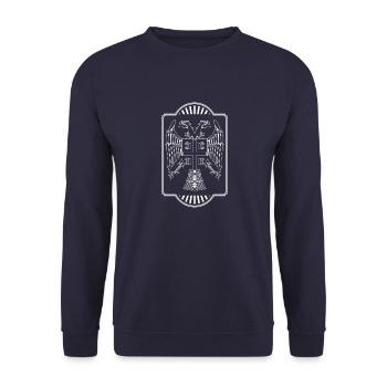 Serbein Serbe Serbisch Herkunft Belgrad Jugoslavij - Unisex Pullover - Navy - Vorne - Alina (178cm) & Michal (187cm)