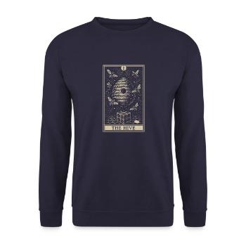 Bee Tarot Card – The Hive Symbol - Unisex Sweatshirt - navy - Front - Alina (178cm) & Michal (187cm)