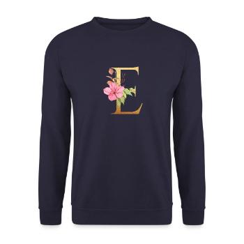 Letter E - Unisex Sweatshirt - navy - Front - Alina (178cm) & Michal (187cm)