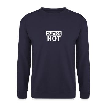 CAUTION HOT white - Unisex Sweatshirt - navy - Front - Alina (178cm) & Michal (187cm)