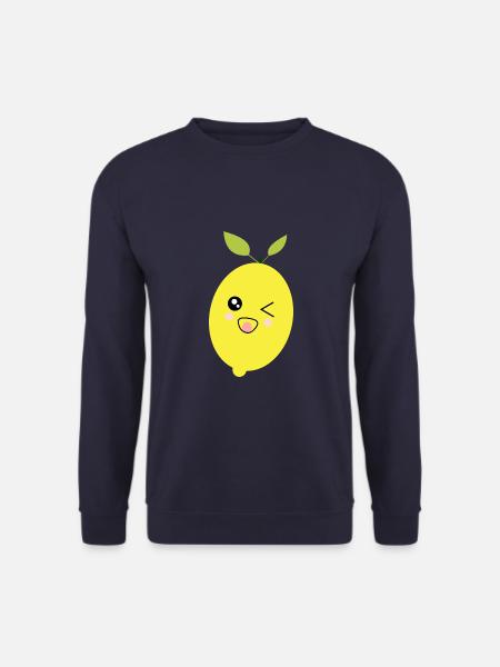 Limone kawaii Frutti kawaii Frutta kawaii - Unisex sweater - marineblå