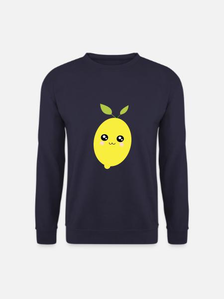 Kawaii Cytryna Kawaii Owoce Kawaii Kawaii Owoce - Unisex sweater - marineblå