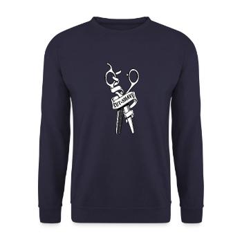 Frisörin Schere - Unisex Pullover - Navy - Vorne - Alina (178cm) & Michal (187cm)