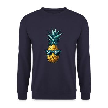 Cool pineapple with sunglasses Summer - Unisex Sweatshirt - navy - Front - Alina (178cm) & Michal (187cm)