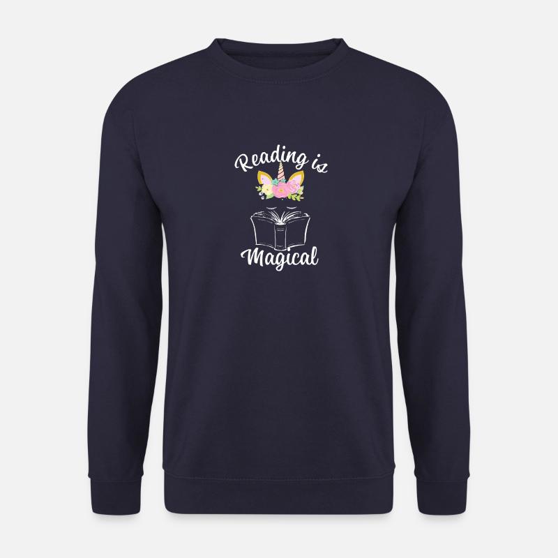 bücher lesen spruch schule lernen lustig - Unisex Pullover - Navy
