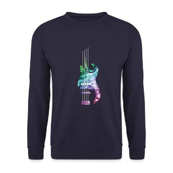 Amateur de basse | Basse | Coloré - Sweat-shirt Unisexe - marine - Devant - Alina (178cm) & Michal (187cm)