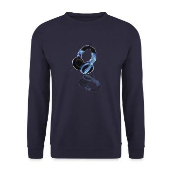 DJ-Kopfhörer 2.0 - Unisex Pullover - Navy - Vorne - Alina (178cm) & Michal (187cm)