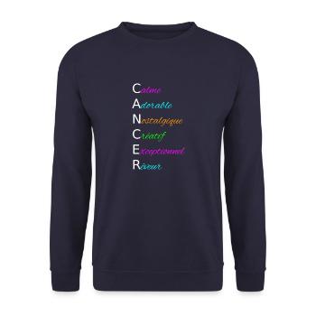 CANCER Calme Adorable Nostalgique Créatif - Sweat-shirt Unisexe - marine - Devant - Alina (178cm) & Michal (187cm)