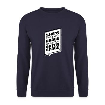 alien loving kid funny present idea trending all - Unisex Sweatshirt - navy - Front - Alina (178cm) & Michal (187cm)