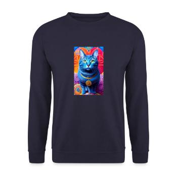 Charmant chat domestique à poil court - Sweat-shirt Unisexe - marine - Devant - Alina (178cm) & Michal (187cm)