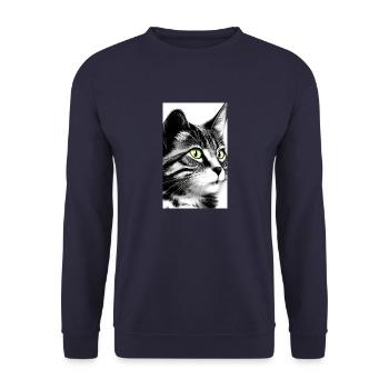 Chat domestique à poil court - Sweat-shirt Unisexe - marine - Devant - Alina (178cm) & Michal (187cm)