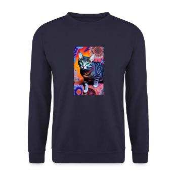 Merveilleux chat domestique à poil court - Sweat-shirt Unisexe - marine - Devant - Alina (178cm) & Michal (187cm)