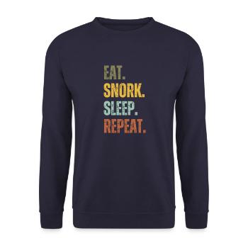 EAT SNORK SLEEP REPEAT - Unisex Sweatshirt - navy - Front - Alina (178cm) & Michal (187cm)