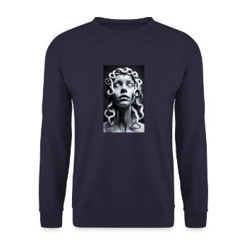 Medusa #4 - Unisex Pullover - Navy - Vorne - Alina (178cm) & Michal (187cm)
